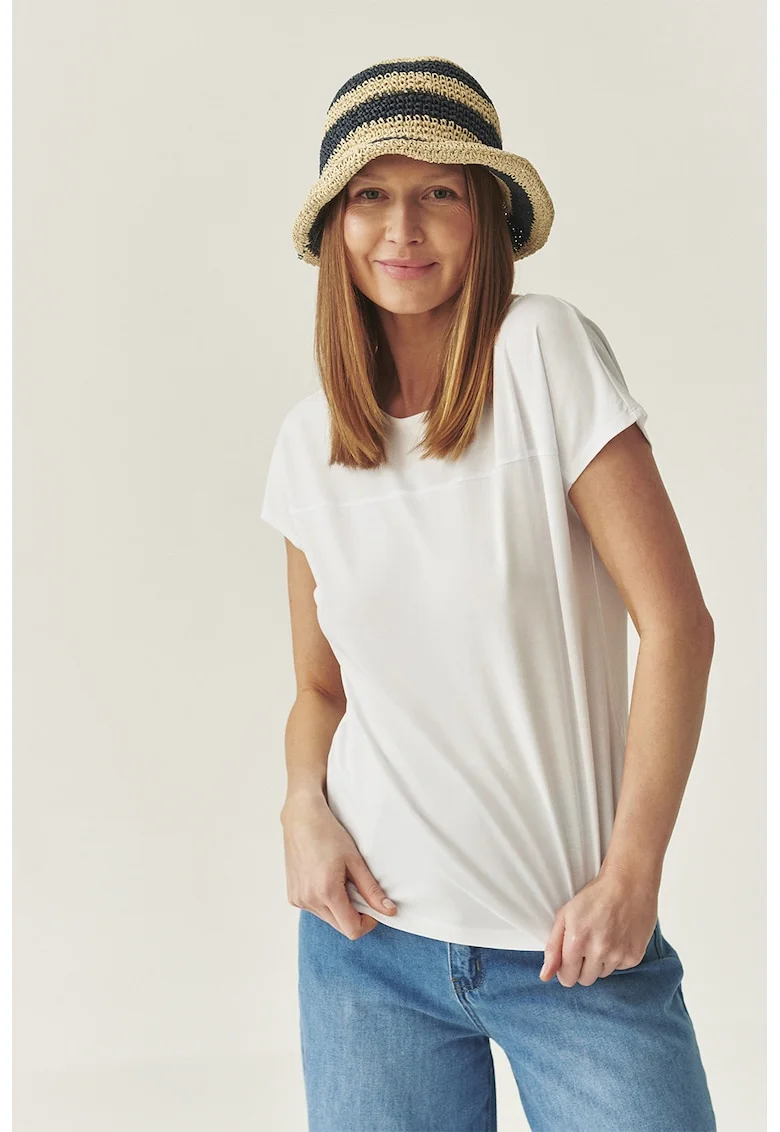 Tricou uni din amestec de modal, Alb optic