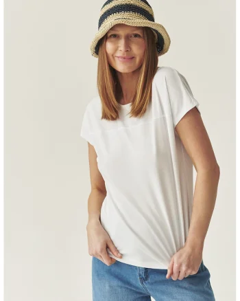 Tricou uni din amestec de modal, Alb optic