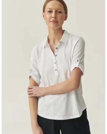 Bluza cu maneci ajustabile, Alb optic