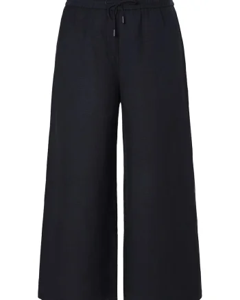Pantaloni din amestec de in cu croiala ampla, Negru
