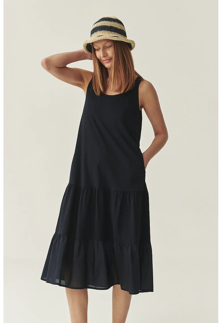 Rochie midi cu decolteu rotund, Negru