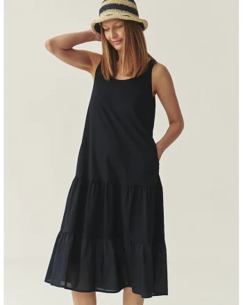 Rochie midi cu decolteu rotund, Negru