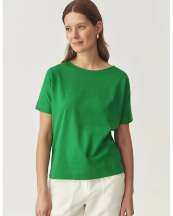 Tricou uni cu decolteu rotund, Verde