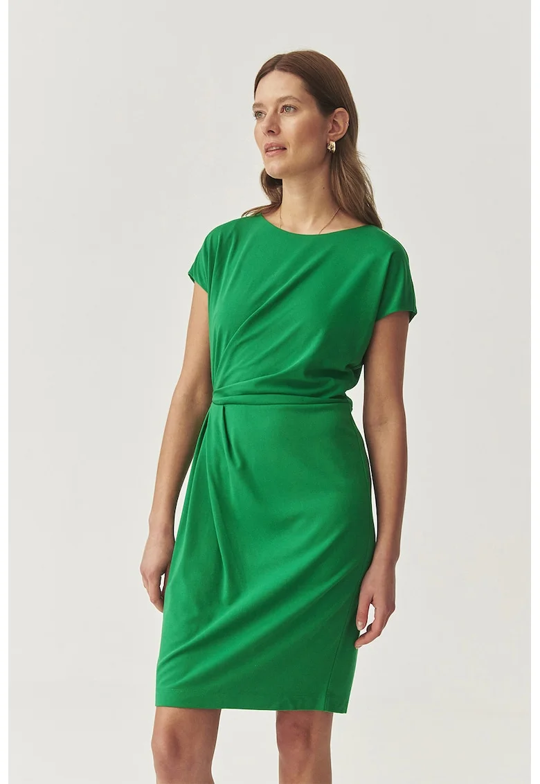 Rochie scurta cu decolteu rotund, Verde