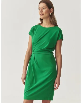 Rochie scurta cu decolteu rotund, Verde