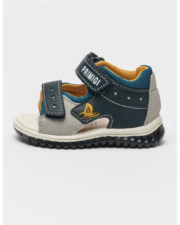 Sandale din piele ecologica cu logo si velcro, Albastru ultramarin/Albastru royal
