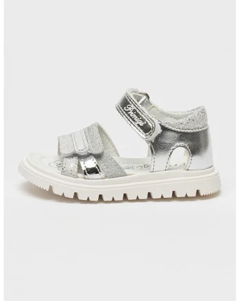 Sandale flatform cu velcro, Argintiu