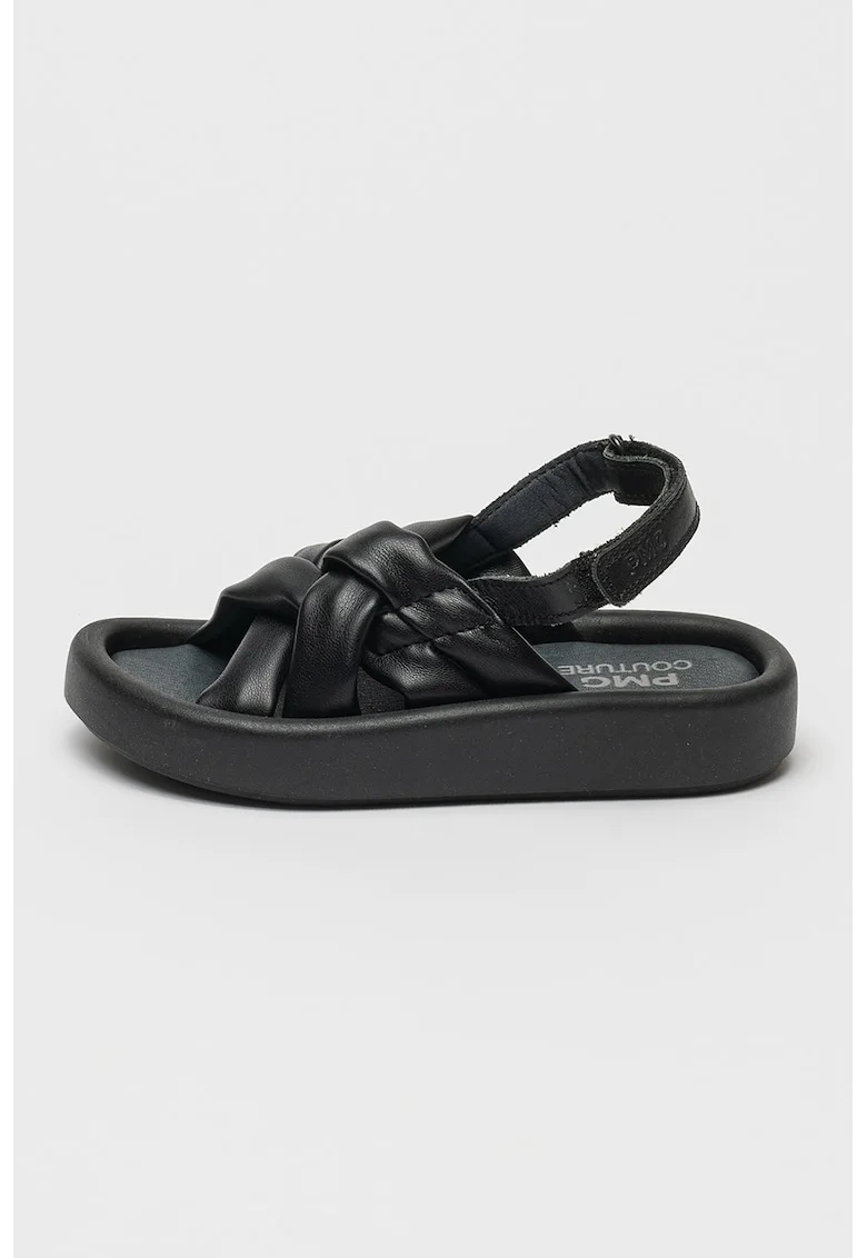 Sandale flatform din piele, Negru