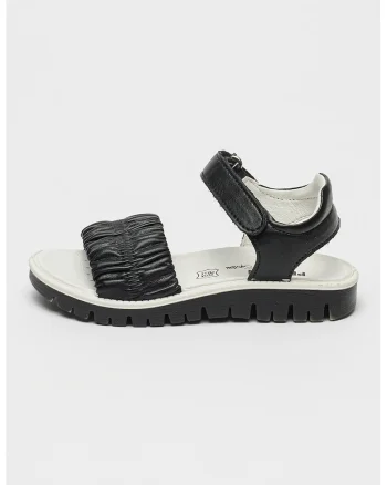 Sandale din piele ecologica cu velcro, Negru