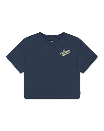 Tricou cu detaliu cu broderie logo, Crem/Bleumarin