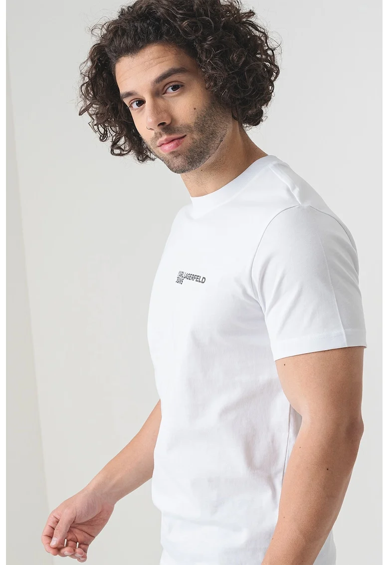 Tricou slim fit de bumbac organic, Alb