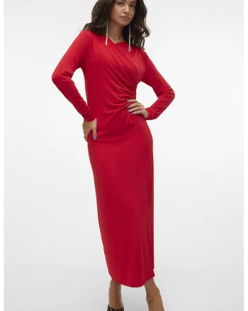 Rochie maxi cu croiala cambrata, Rosu