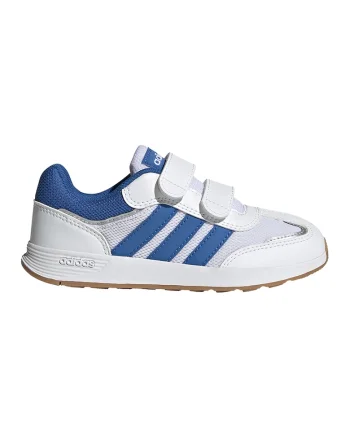 Pantofi sport Tensaur din piele ecologica si plasa, cu velcro, Alb/Albastru royal