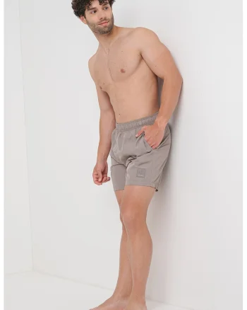 Pantaloni scurti de baie cu talie elastica, Grej