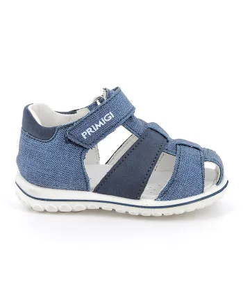 Sandale din material textil cu inchidere velcro si segmente din piele ecologica
