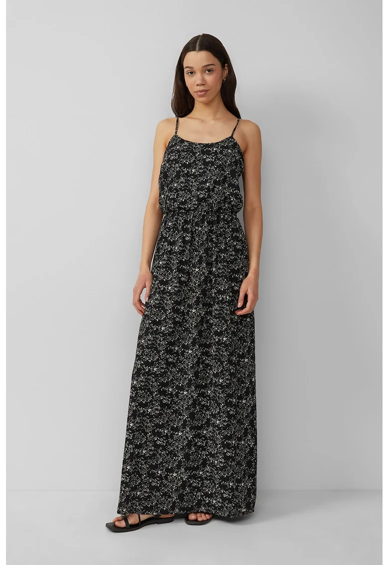 Rochie maxi evazata, Alb/Albastru ultramarin
