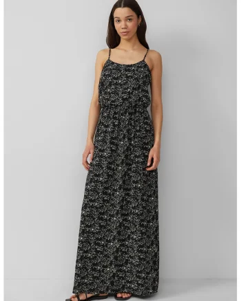 Rochie maxi evazata, Alb/Albastru ultramarin