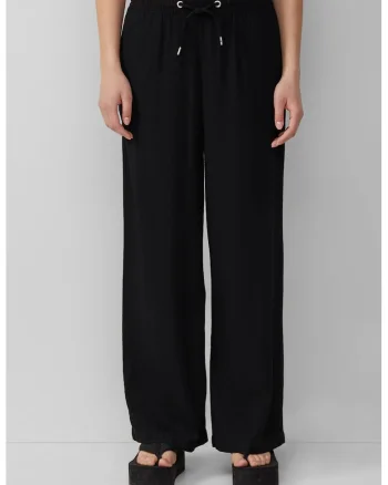 Pantaloni drepti din amestec de in, Negru