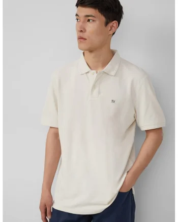 Tricou polo de bumbac, Alb fildes