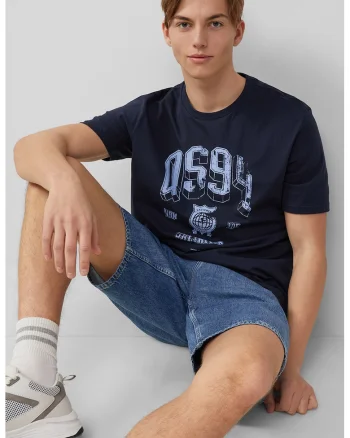 Tricou regular fit cu imprimeu text, Albastru ultramarin