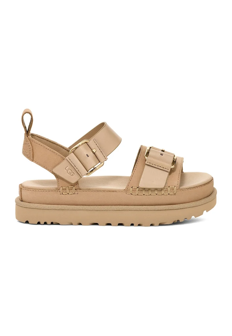 Sandale din piele cu talpa flatform Goldenstar Vila, Bej