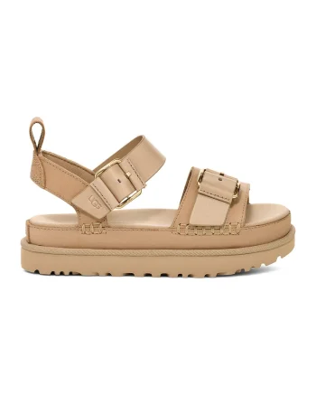 Sandale din piele cu talpa flatform Goldenstar Vila, Bej