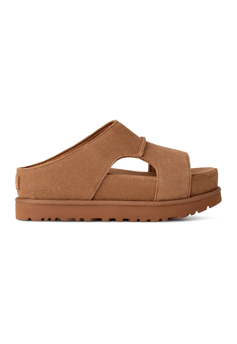 Papuci din piele intoarsa Goldenstar Hi Cutout, Caramel