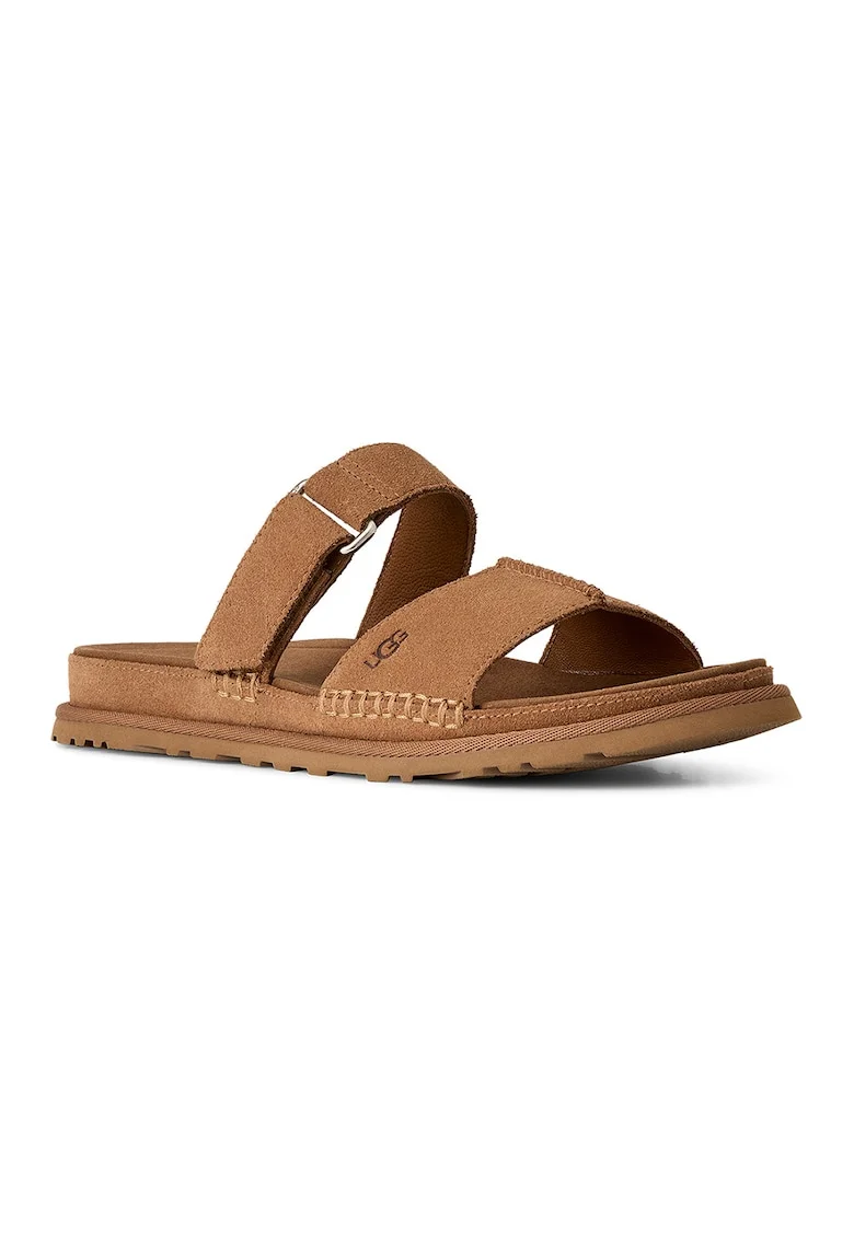 Papuci din piele intoarsa GoldenGaze, Caramel