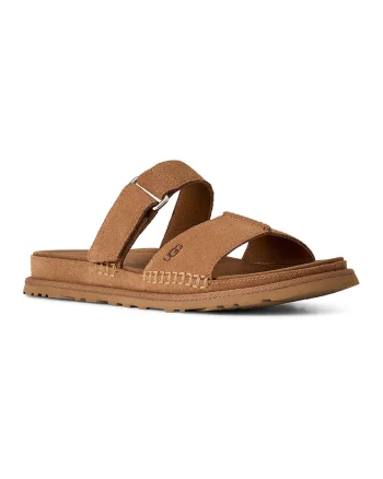 Papuci din piele intoarsa GoldenGaze, Caramel