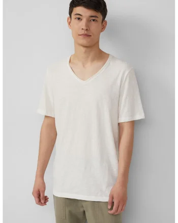 Tricou lejer cu decolteu in V, Alb