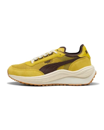 Pantofi sport Rider Elite cu piele ecologica, Galben mustar/Maro pamantiu
