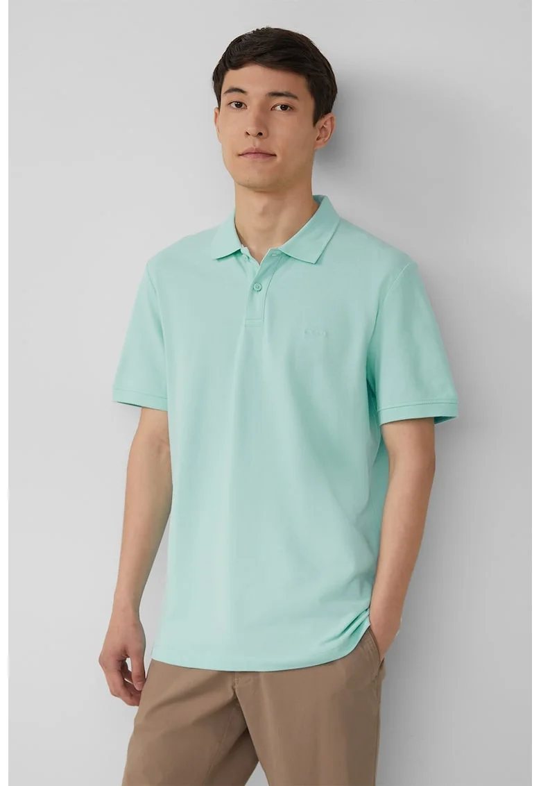 Tricou polo cu model uni, Verde pal