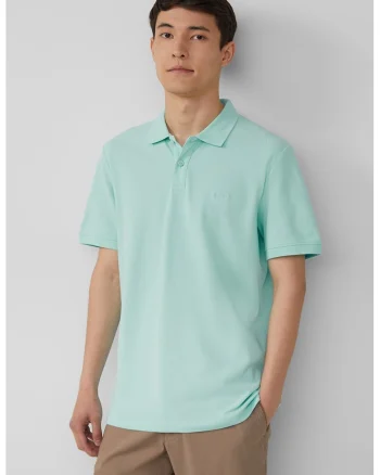 Tricou polo cu model uni, Verde pal