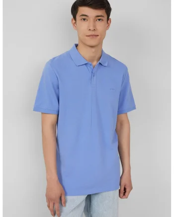 Tricou polo cu model uni, Albastru pastel