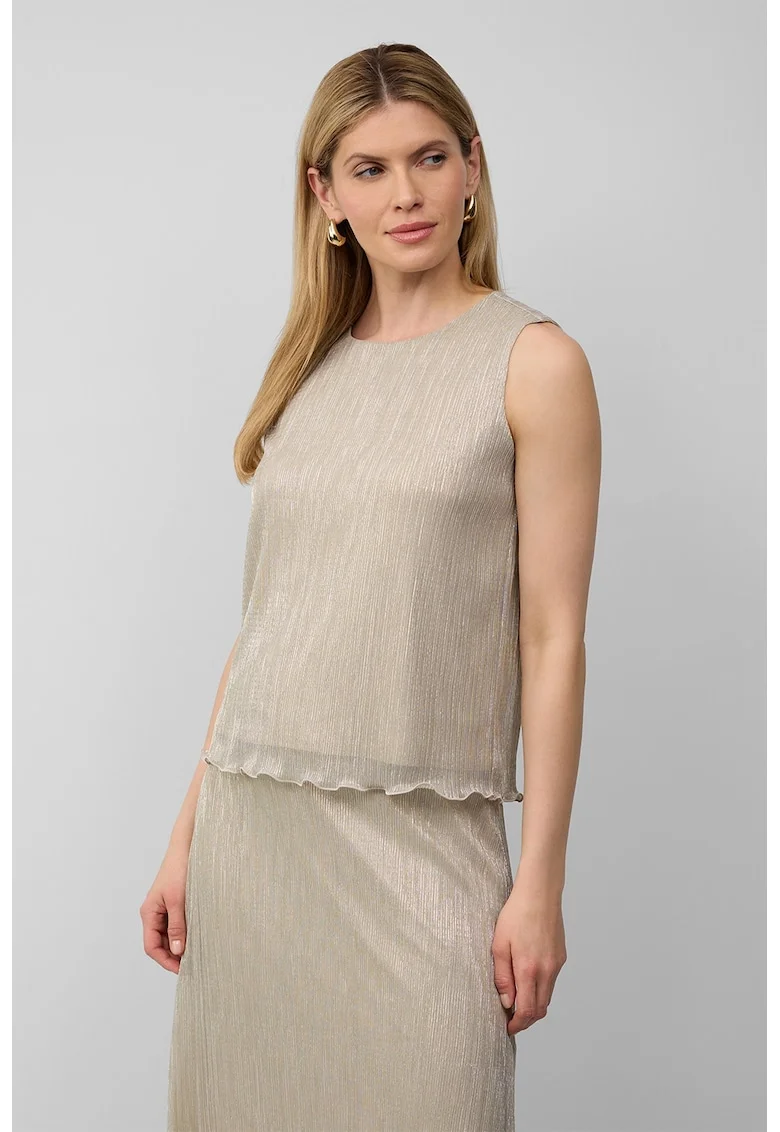 Bluza fara maneci cu decolteu rotund, Maro taupe deschis