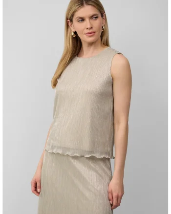 Bluza fara maneci cu decolteu rotund, Maro taupe deschis