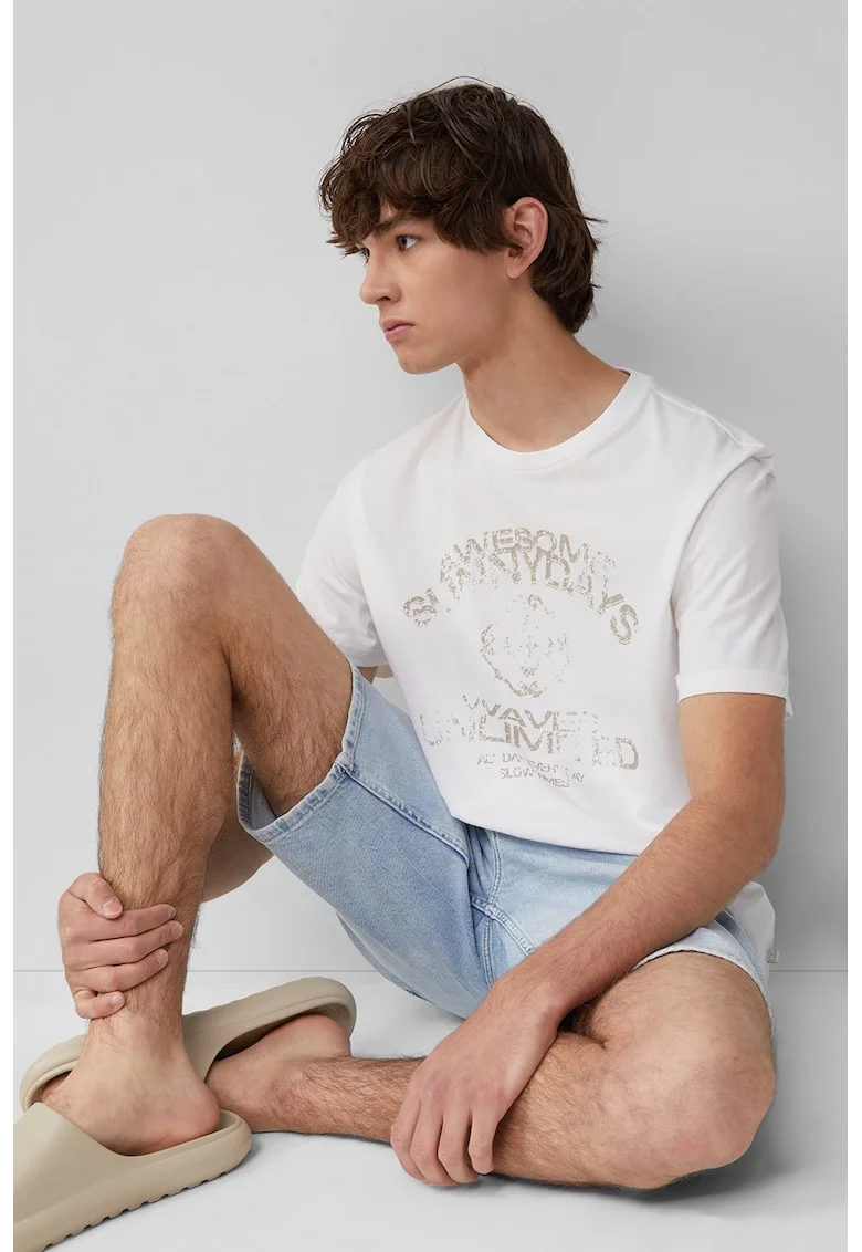 Tricou de bumbac cu imprimeu, Alb