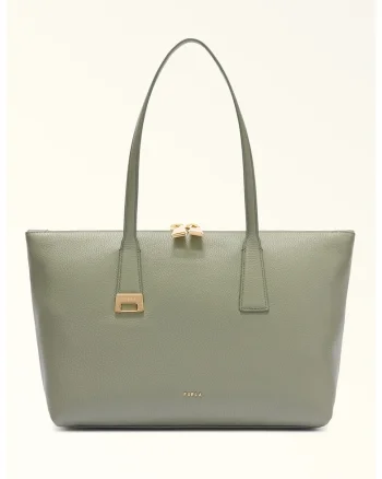 Geanta tote din piele Olivia, Verde pal