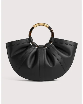Geanta din piele cu maner Shell, Negru