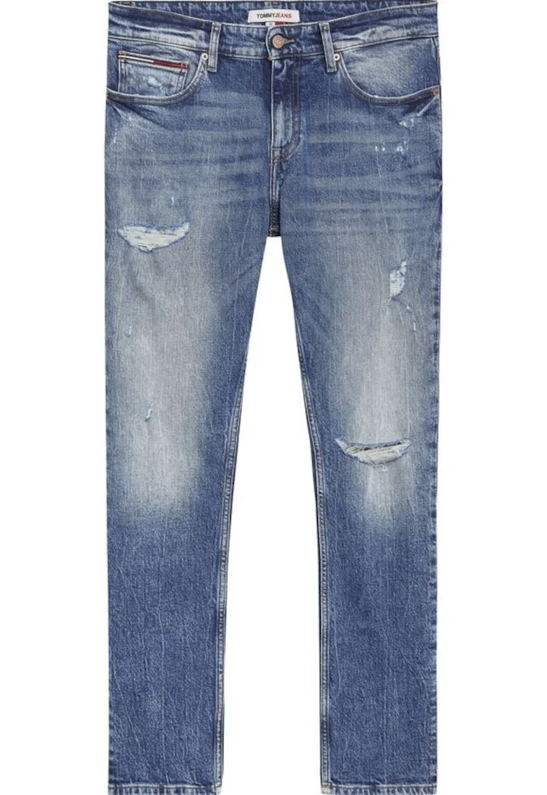 Blugi slim fit cu detalii rupte