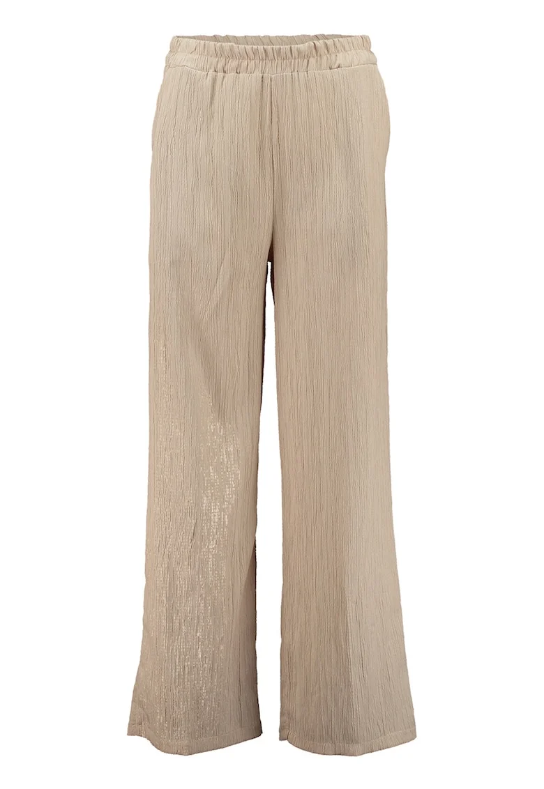 Pantaloni striati cu talie elastica, Bej inchis