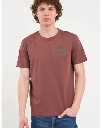 Tricou din bumbac cu imprimeu discret, Maro scortisoara