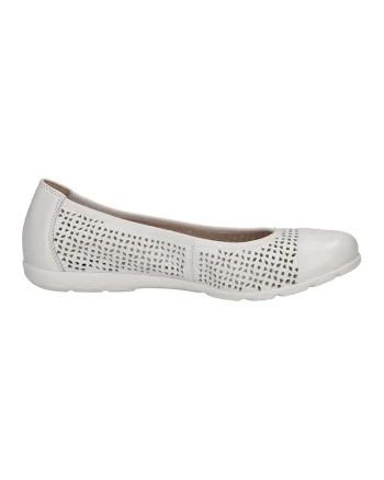 Balerini de piele cu design cu decupaje, Alb