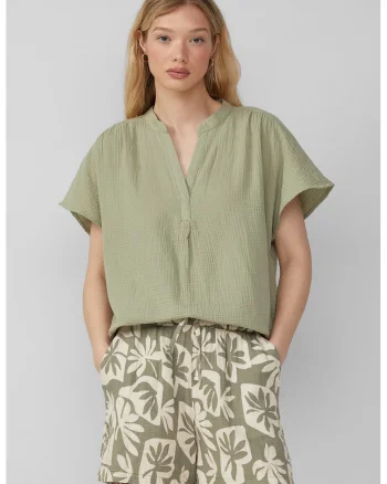 Bluza-tunica lejera din bumbac, Verde pal