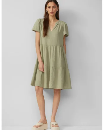 Rochie cu maneci scurte, Verde pal