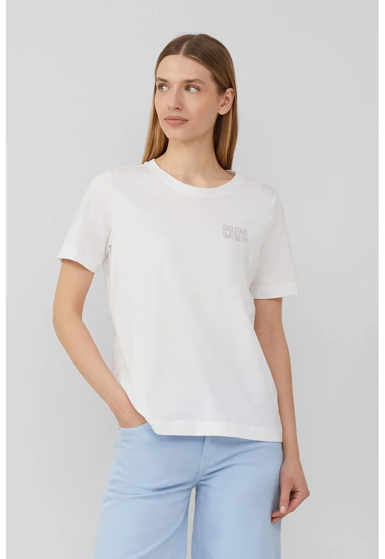 Tricou din bumbac cu imprimeu pe partea din spate, Alb