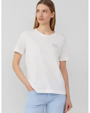 Tricou din bumbac cu imprimeu pe partea din spate, Alb