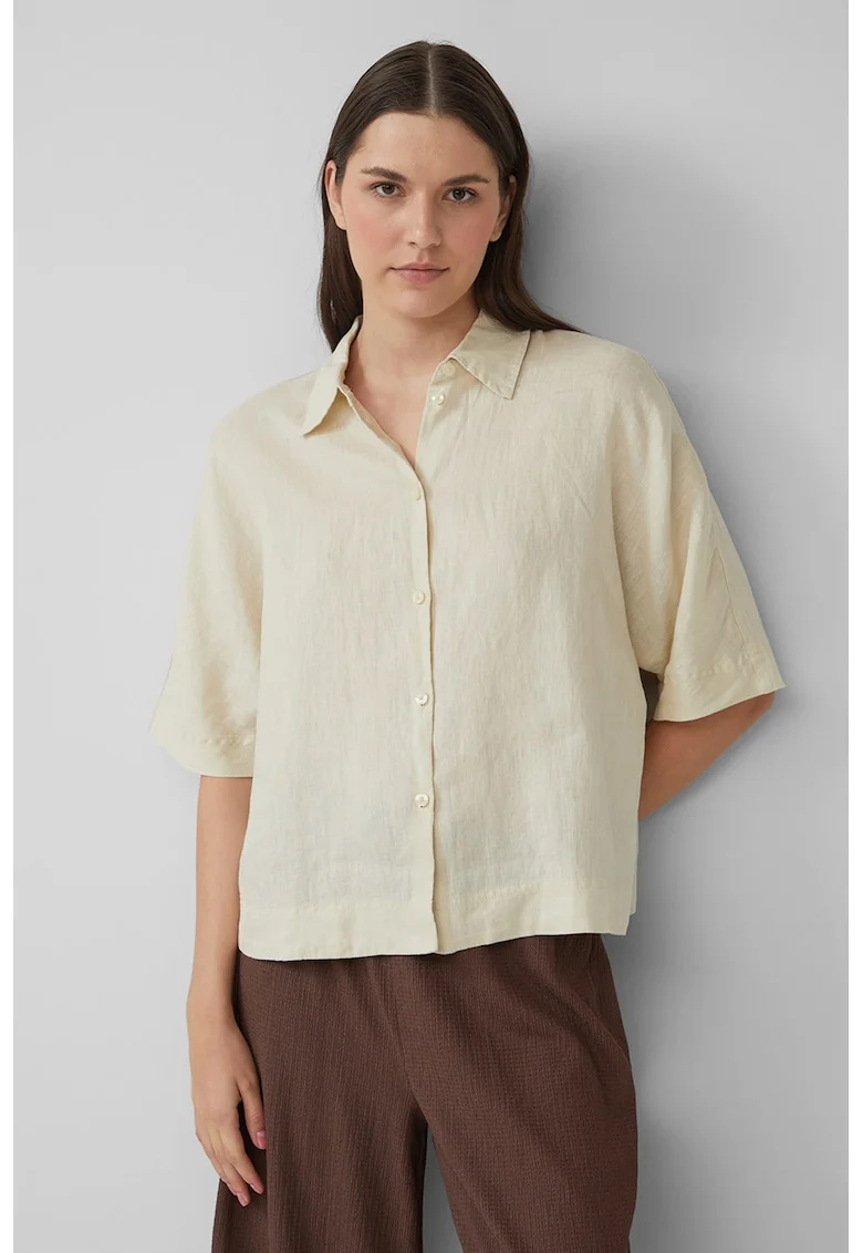 Camasa relaxed-fit din in, Crem