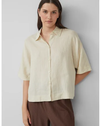 Camasa relaxed-fit din in, Crem