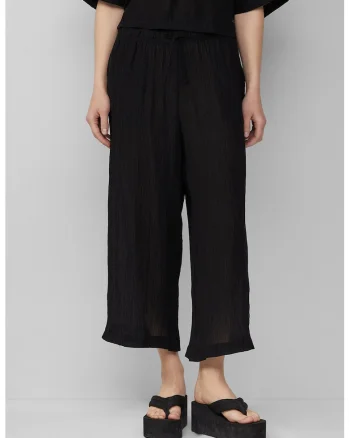 Pantaloni crop cu model texturat, Negru